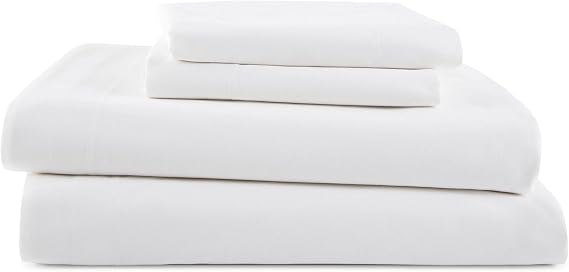 4 Piece Queen Bed Sheets Set | Queen Bed Sheets Light Weight, Soft Breathable Sheets | Brushed Cotton Rich Blend | Secure-Fit, Wrinkle Resistant, Durable, Easy Care Bed Sheets | Comfy Sheets | White