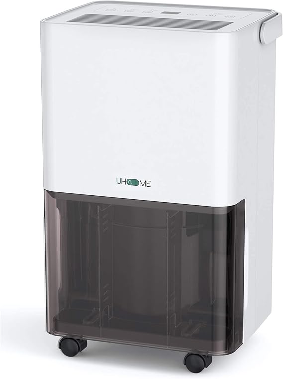 Uhome 30 Pint Dehumidifier - for Basement with Activated Carbon Filter,Ultra Quiet, Humidity Sensor, Auto Shut Off, Continuous Drainage Hose - Ideal Dehumidifiers for Home, 1500 Sq Ft Dehumidifiers
