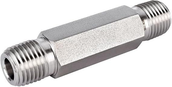 316 Stainless Steel Pipe Fitting Hex Long Nipple 1/4" Male NPT 6" Overall Length 8000 psi, SS-PLN-NS4-6