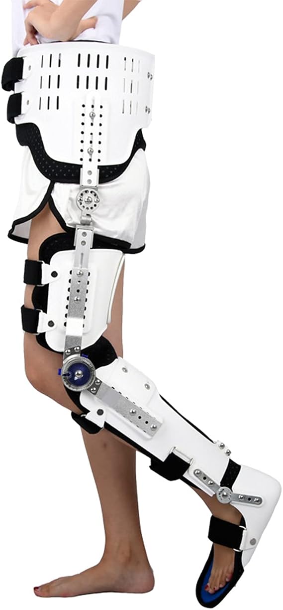 Hinged Post Knee Brace, Orthopedic Hinged Knee Brace with Foot Pad for Adults, Recovery Immobilization After Surgery Legs Can Be Bent(Left Leg 150Cm)