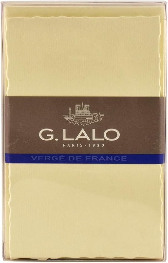 Clairefontaine - Ref 25216L - G.Lalo Correspondence Set "Collection de Paris" - 10 x Cards (300gsm, 97 x 152mm) + 10 x Lined Envelopes with Serrated Edges (100 x 158mm) - Ivory