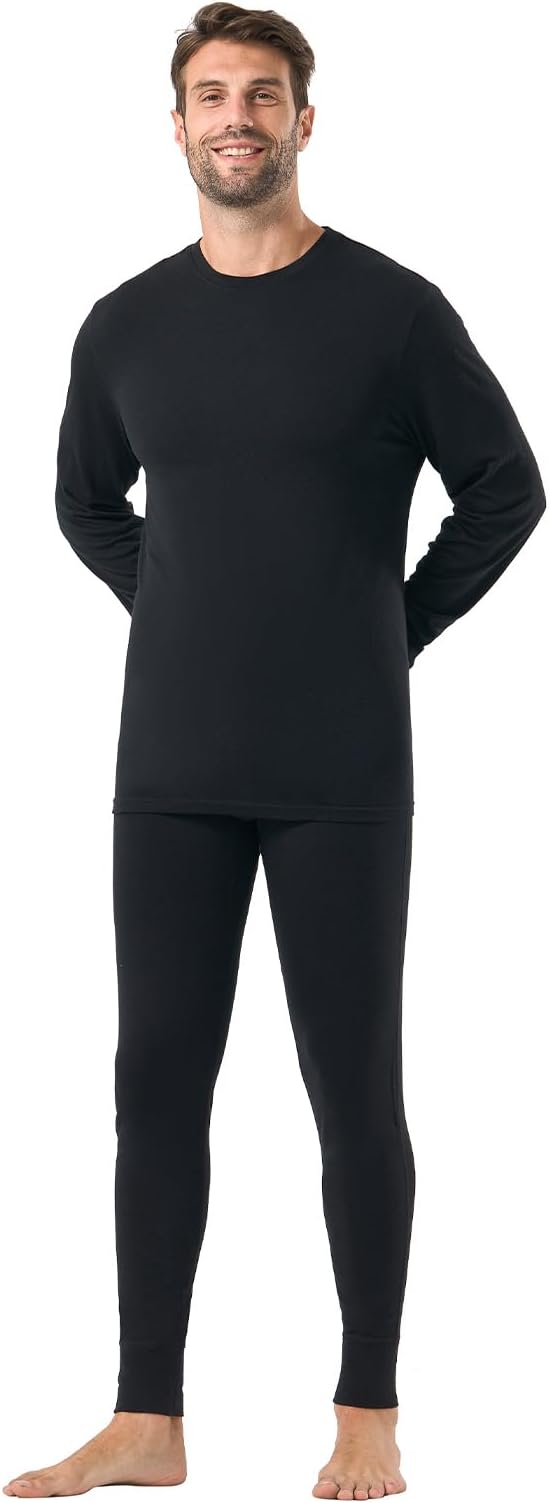 Merino Protect 100% Merino Wool Base Layer Mens Set Thermals Odor Resistance Underwear For Cold Weather