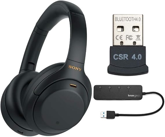 Sony Wh 1000xm4 Wireless Noise Canceling Headphones Bundle (Black, 3 Items) | Wh-1000xm4 with Industry-Leading Anc, Speak-to-Chat, Dsee Extreme, 30-Hr Battery. Includes 4-Port Usb3.0 Hub and Bt Dongle