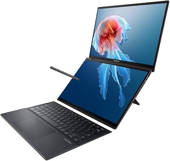 Mavark New A s u s Zenbook Duo Dual 14 3K OLED Touch Screen Laptop Intel Ultra 7 Stylus Pen Win 11 Pro UX8406MA-DS76T (2TB SSD|16GB RAM)