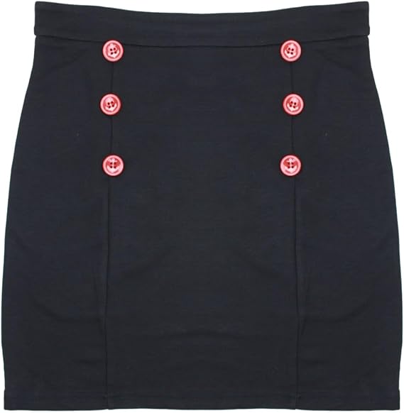 Sourpuss Navy Blue with Red Anchor Button Sailor Bop Skirt from Clothing (Small)