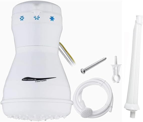 Instant Water Heater Electric shower110V Tankless water heater electric Electric Instant Hot Water Shower Head Heater Automatic Instant Three Temperature for Bathroom+ FREE wall support/tube Included