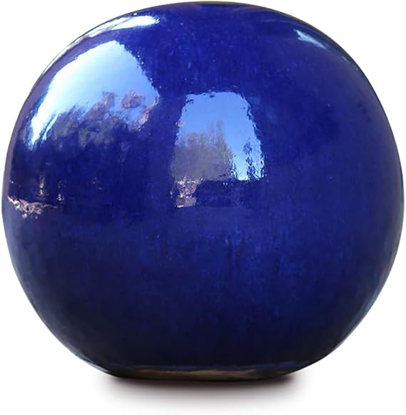 PLANTATOREM Ceramic Glazed Garden Sphere 16 Inch Outdoor Decorative Gazing Ball Orb for Lawn, Patio, Yard & Home Decor, Falling Blue