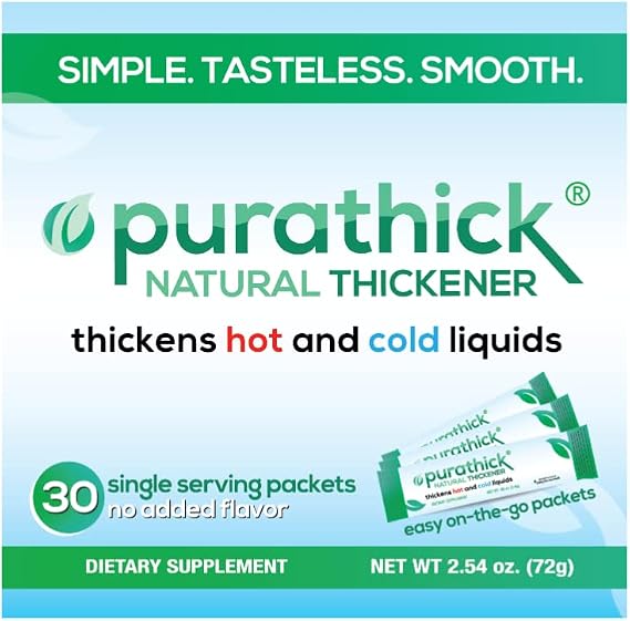 Natural Thickener Box of 30 Individual Serving Sticks, Thickens Hot and Cold Liquids for People with Dysphagia (1 Box)