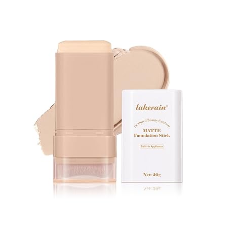 Matte Foundation Stick with Brush - Waterproof &amp; Long-Lasting Cream Foundation Hydrating Tinted Moisturiser Full Coverage &amp; Lightweight Makeup Stick for Smooth Even Skin Tone - 20g (#1 Cream)