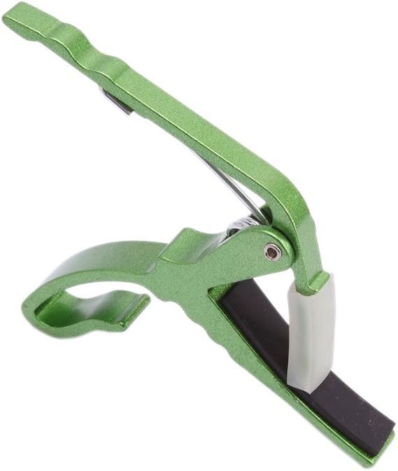 BlueDot Trading Iron Acoustic Guitar Lightweight Clamp Trigger Capo Quick Change Release for Guitars, Ukulele, Banjo, Mandolin, Bass, Acoustic or Electric Guitar, Green