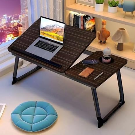 Adjustable Laptop Desk for Bed Couch,Foldable Bed Table, Portable Lap Desk with Cup Holder,Breakfast Tray Bed Tray tableI for Writing, Eating (Black)