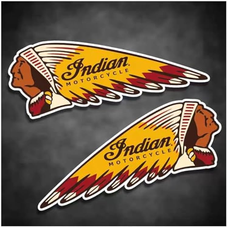 2PCS Motorcycle Stickers Indian Badge Moto Fuel Tank Left Right Side Logo Racing Helmet Decals Decor Auto Accessories PVCStyle 1,35x12.3cm