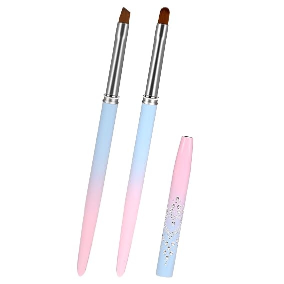 Nail Art Clean Up Brush, 2Pcs Round&Angled Nail Polish Clean Up Brush for Cleaning Fingernails, Professional Nails Design Painting Brushes