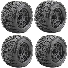 Powerhobby 1/10 2.8 MT Belted Tires (2) with Removable Hex Wheels (4) FITS Traxxas Rustler/Stampede/Arrma Granite/Senton/Pro-Line (King Cobra)