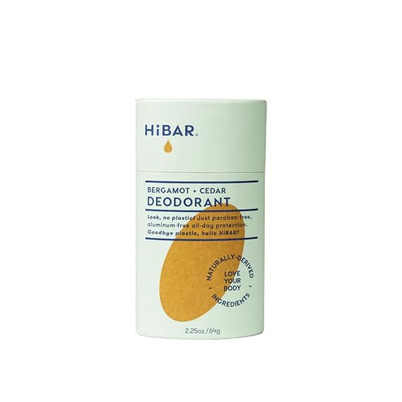 HiBAR - Bergamot & Cedar Deodorant - Plastic-Free - Aluminum-Free - 1 Pack