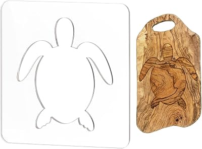 BENECREAT Turtle Clear Acrylic Router Inlay Template, Woodworking Router Template with Protective Film for Creating Unique Inlays in Signs, Charcuterie Boards, 11.8x5inch