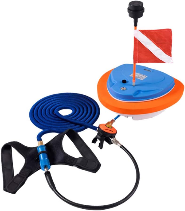 Nemo Diving Vent Portable Rechargeable Scuba Diving Tank Waterproof Air Compressor with 38 Feet Hose & Diving Breathing Regulator, Octopus Smoke and Mouthpiece