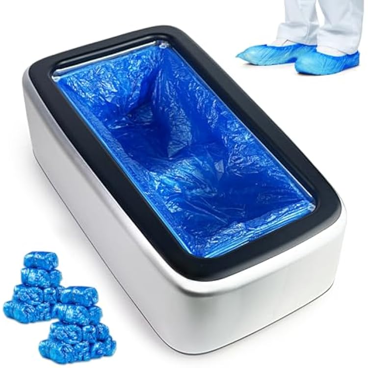 Shoe Cover Dispenser Automatic Shoe Cover Machine with 200pcs Shoe Covers Disposable Portable Automatic Shoe Cover Dispenser Shoe Booties Disposable Non Slip for Home Office Silver-black cover
