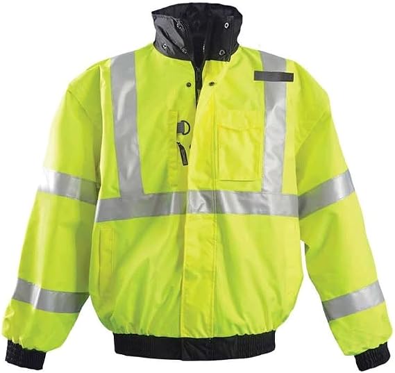 OccuNomix Hi-Vis Bomber Jacket, 4-in-1 Black Bottom, Yellow, L