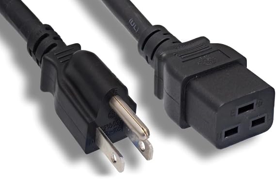 Kentek 6 Feet US AC Power Cord 3 Prong NEMA 5-15P to IEC320 C19 14 AWG 15A Heavy Duty Black for Servers/Routers/Network Switches/Blade Server Enclosures