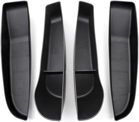 Door Side Storage Box For Tesla New Model 3 Highland 2024, Door Organizer Tray Door Handle Armrest Door Pocket Inserts, TPE Door Slot Tray Mats for New Model 3+ Accessories, 4PCS (black)
