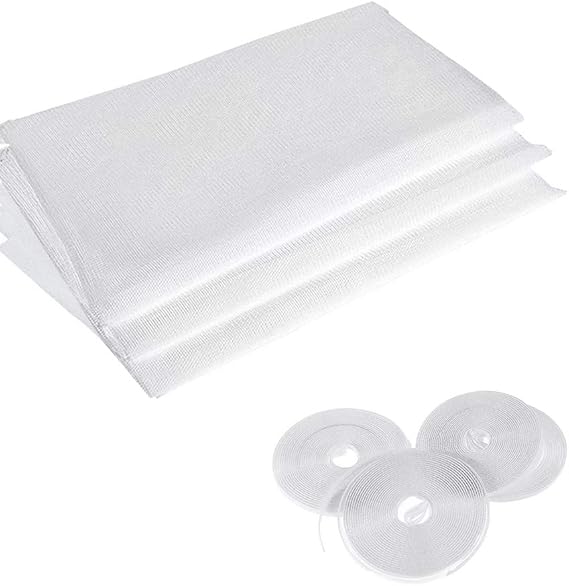 Insect Screen Net for Windows, 2.0m x 1.5m, White with 4 Rolls Self-Adhesive Tapes, Fly Bug Mosquito Protector Kit, Netting Cover