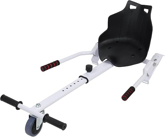 Hoverboard Seat Attachment, Hover Board Accessory Go Kart Compatible with 6.5"-10" Hoverboard, Adjustable Frame & Straps, Hoverboards Go Kart Attachment for Kids & Adults White