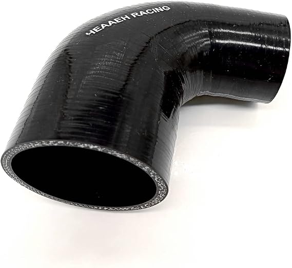 90 Degree ID 2.0 Inch to 2.5 Inch 4Ply Reducer Silicone Hose Black (51-63MM)