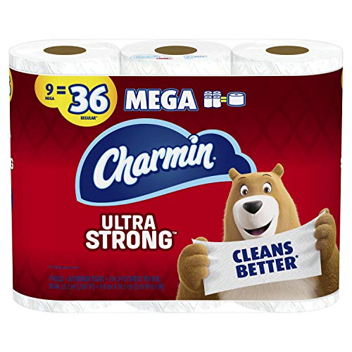 Charmin Ultra Strong Toilet Paper, 9 Mega Rolls = 36 Regular Rolls Prime Pantry Packaging May Vary