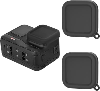 2 Packs Silicone Lens Protective Cover Soft Lens Cap Accessories Compatible with Inta360 Ace Pro Washable Anti-Lost Cap with Lanyard HoleBlack