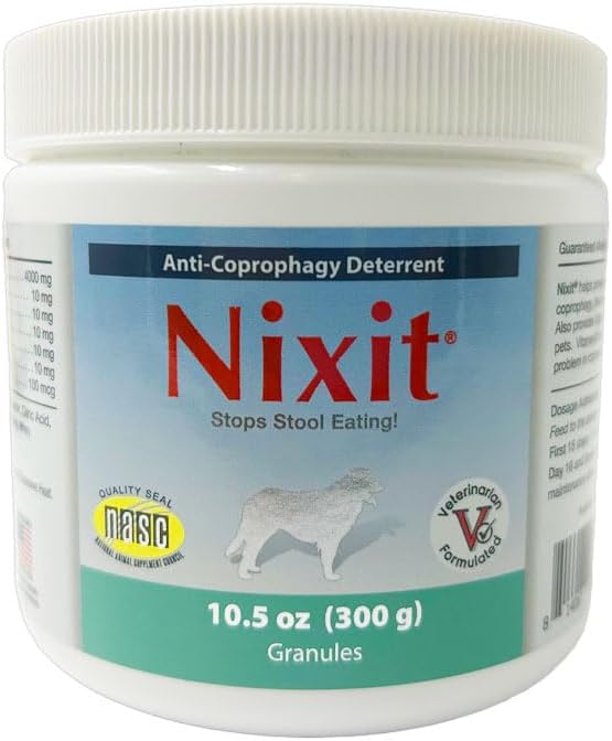 Nixit Anti-Coprophagy Supplement Granules for Dogs, Veterinarian Recommended, Deters Dogs from Consuming Stool, No Poop Eating, Chicken Liver, Natural Fish Flavor, 10.5 oz