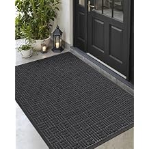 DEXI Front Door Mat Outside Entrance, 2x4 ft Rubber Entry Doormat Heavy Duty, Welcome Mats Non Slip for Inside House Floor Entryway Double Doors Exterior Patio, Maze Black