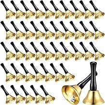 50 Pcs Small Steel Hand Bells Bulk Dinner Service Bells with Plastic Handles Call Handbells for Church Classroom Sick Elderly Teachers Adults(Gold)