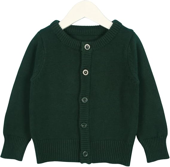 Easygou Baby Girls Cotton Cardigans Tops Long Sleeve Kids Button Sweater Crew Neck Knitted School Uniform Cardigan Sweaters Coat Outwear
