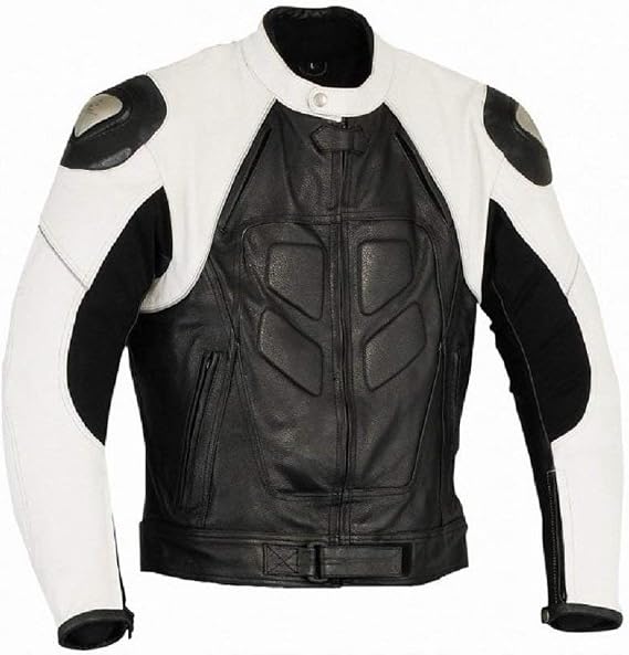 LEATHERAY Men Motorbike Genuine Leather Moto Motorcycle with CE Armor Protection Biker Riding Jacket Black,XS-5XL