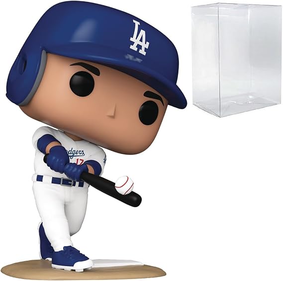 POP MLB: Dodgers - Shohei Ohtani (White Home Uniform) Funko Vinyl Figure (Bundled with Compatible Box Protector Case), Multicolor, 3.75 inches