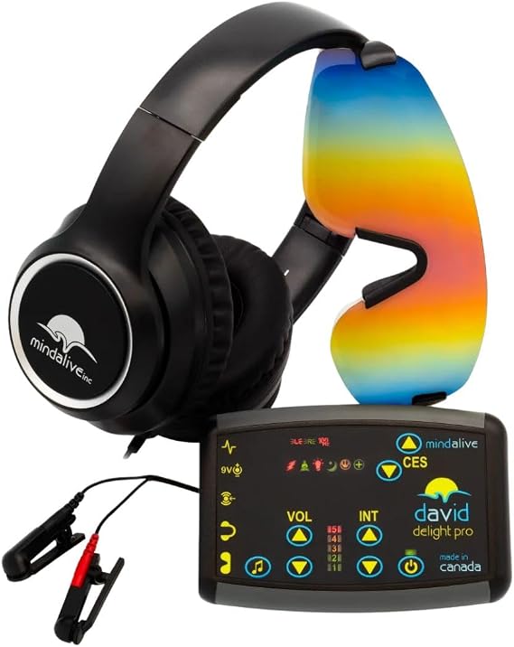 Inc. David Delight pro with Standard White Eyeset Best System for Meditation, Improve Sleep, Relaxation, cognition for Seniors, Anxiety, Depression, ADHD and Pain