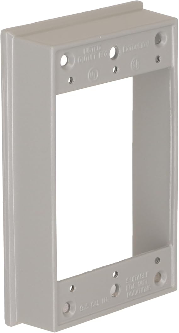 Hubbell-Raco 5406-0 Weatherproof Extension Box, 1 Gang, 18.3 Cu-in X 4-1/2 in L X 2-3/4 in W X 1 in D Grey