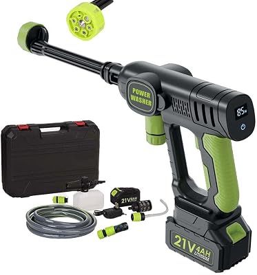 Cordless Pressure Washer Battery Powered; 1016 PSI Cordless Power Washer with 4.0Ah Battery&Charger & 6-in-1 Nozzle; Portable Cordless Pressure Washer for Car Wash, Yard, Home