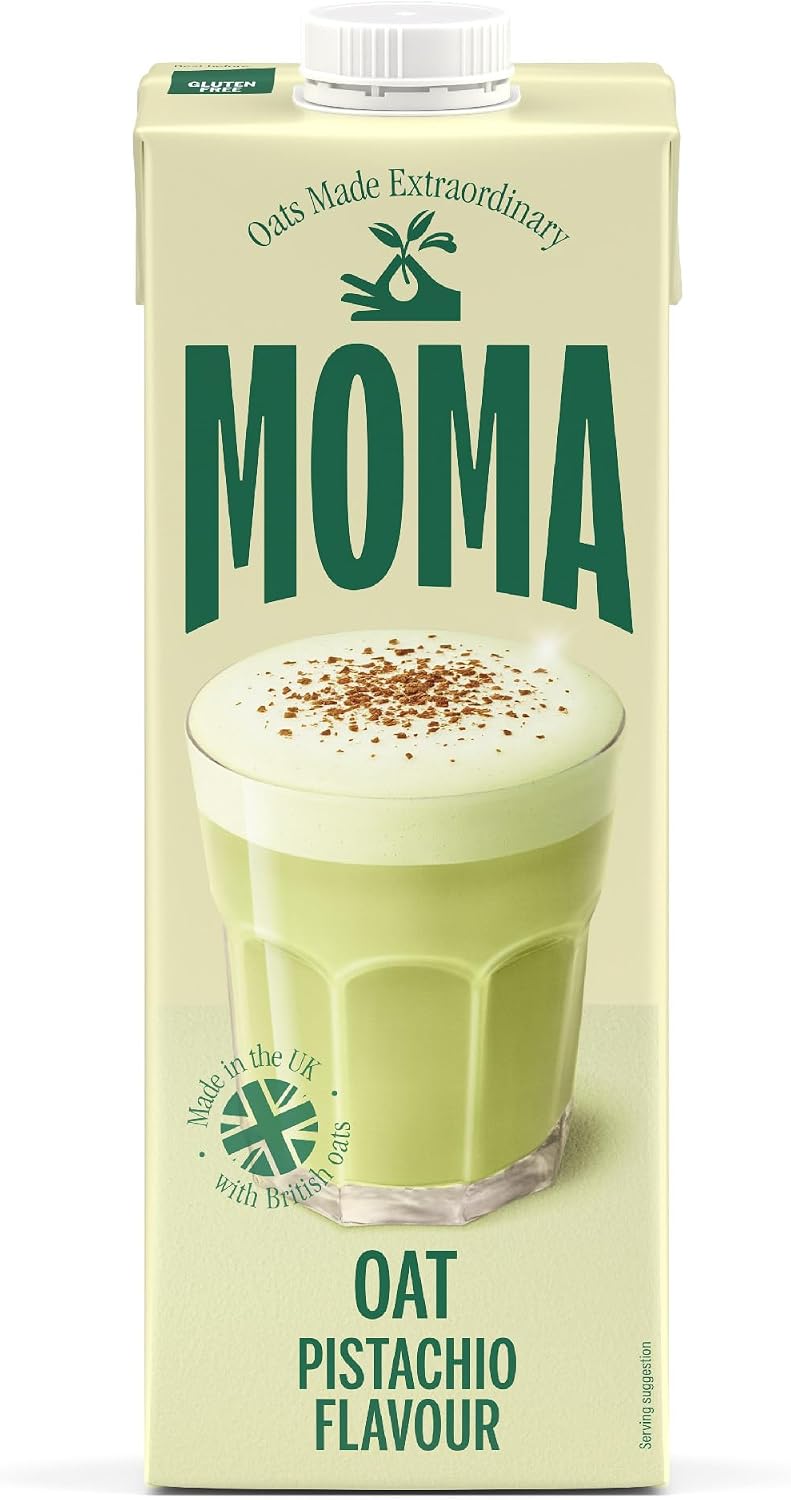 MOMA - Pistachio Flavoured Oat Drink - 1L • 100% Plant Based & Vegan • Perfectly Foamable & Non-Splitting • Nut Free • Enriched with Vitamins • Indulgent & Creamy