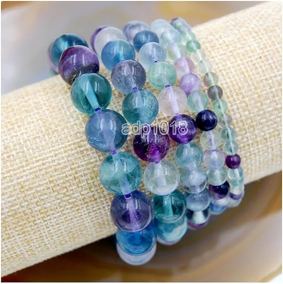 Wholesale Natural Gemstone Beads Stretch Bracelet Healing Reiki 4,6,8,10,12mm (8mm, Fluorite)