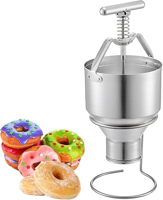 3L Manual Donut Maker Machine, Mini Stainless Steel Donuts Batter Dispenser, 6 Thicknesses Adjustment, Doughnut Dropper Hopper with Stand, For Restaurant Bakeries Cafes Home Kitchens