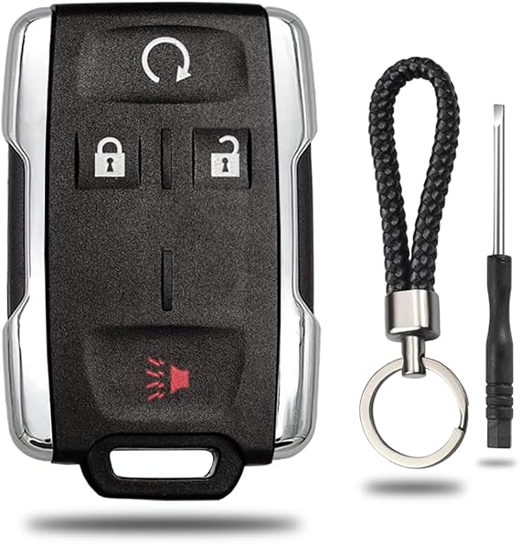 Key Fob Shell Case Replacement for Chevy Silverado Colorado GMC Sierra 1500 2500 3500 HD Canyon 2014 2015 2016 2017 2018 2019 2020 2021 M3N-32337100 4 Button Keyless Entry Remote Car Key Fob Cover
