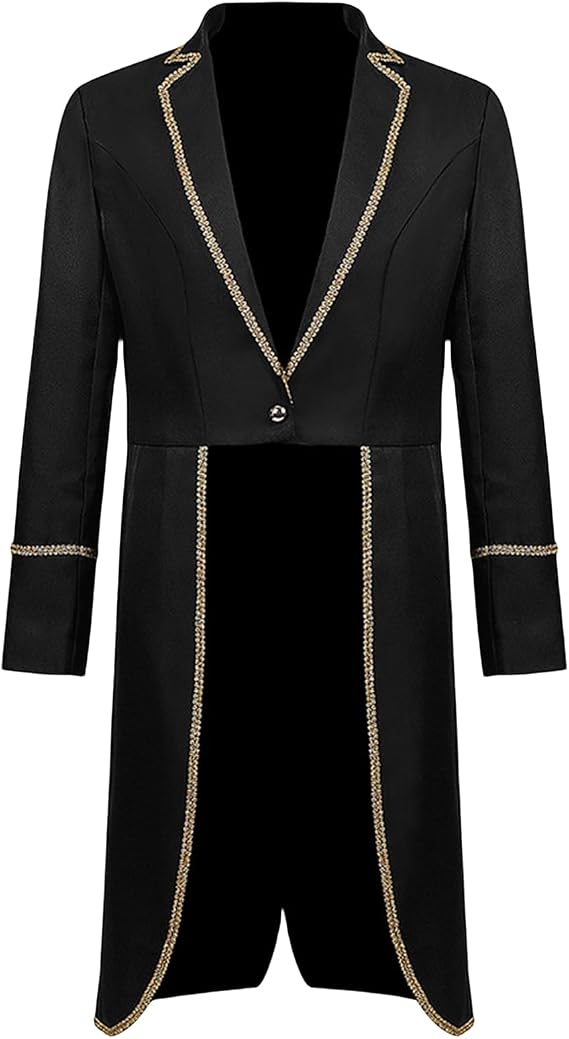 Mens Medieval Tailcoat Jackets Steampunk Vintage Tuxedo Viking Renaissance Halloween Coats Mid Length Cosplay Clothes