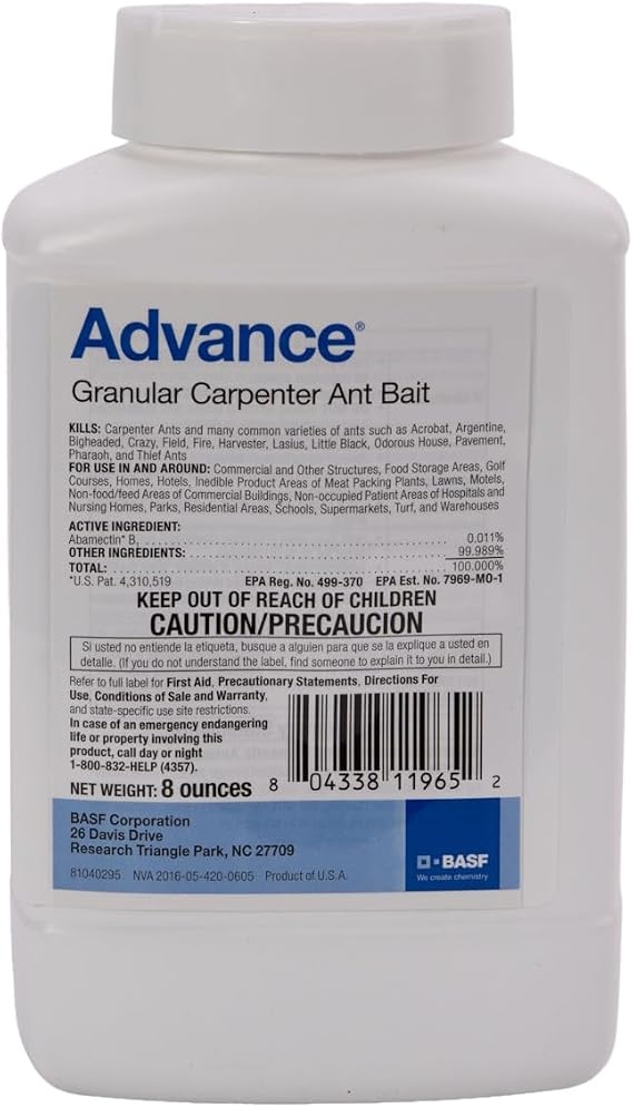 BASF Advance Carpenter Ant Bait Granules, Ready to Use Indoor or Outdoor, Attracts and Controls Ants, 8 oz