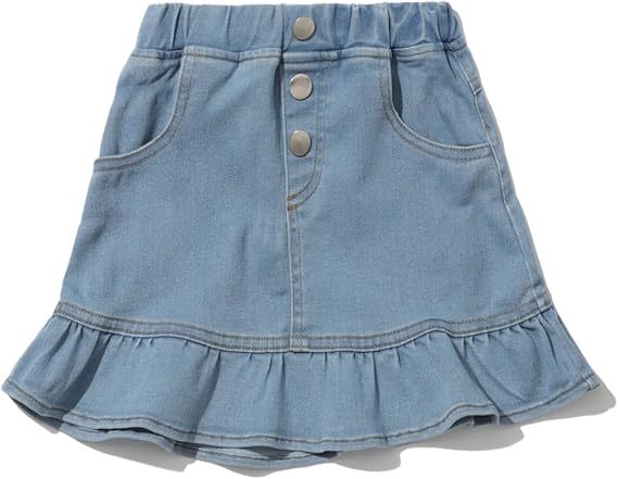 Girls Denim Skirt for Kids Flared Pleated Ruffle Short Jean Tutu Mini Skirts