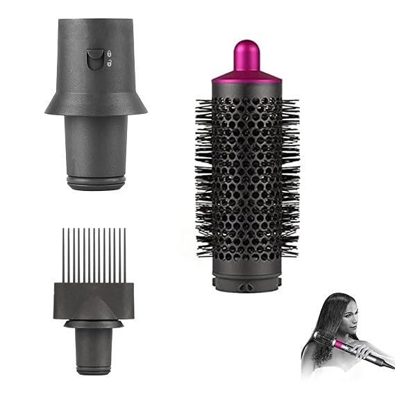 Cylinder Comb Wide Tooth Comb for Dyson Supersonic Hair Dryer Curling Attachment Fluffy Straight Hair Styler Nozzle Tool, 1 Cylinder Comb,1 Wide Tooth Comb, 1 Adapter