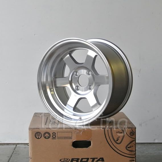 4 Pcs Rota Grid V 15x8 Pcd:4x100 Offset:0 Hb67.1 Full Polish Silver