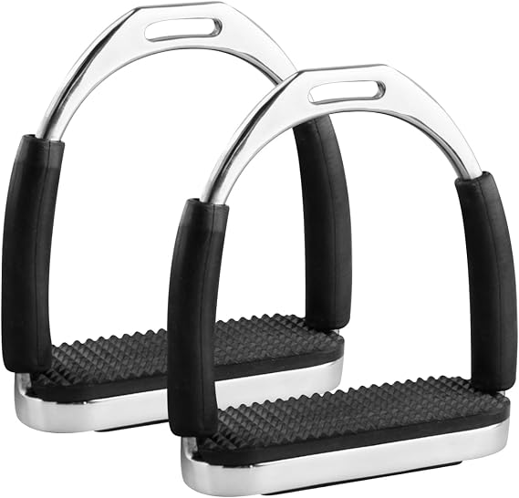 Flex Stainless Steel Stirrups 1 Pair, Equestrian Safety Stirrups for Adult, Flexible Horse Riding Stirrups with Active Hinges, Knee Ankle Stress Pain Relief