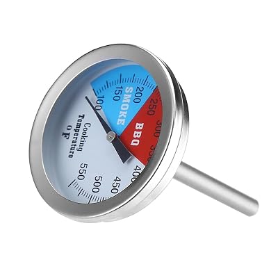 1Pc Silver BBQ Thermometer Gauge Kitchen Oven Smoke Grill Thermometer 3 Color-Coded Zones Grill Wood Charcoal Temperature Gauge Quick Response Stainless Steel with Large Dial Metal Grill Thermometers